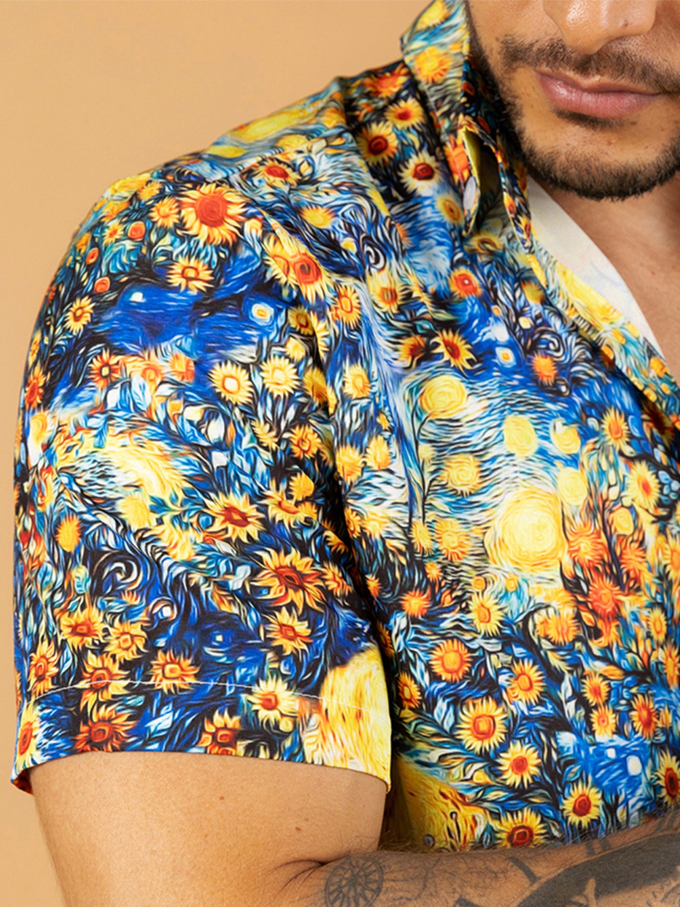 Camiseta camisa azul girassol