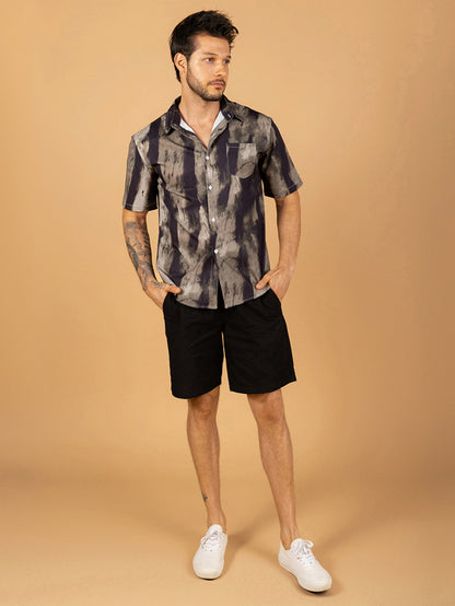 Camisa masculina listrada marrom escura