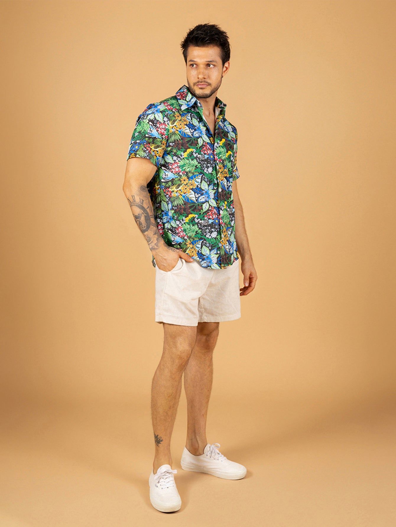 Camisa vintage papagaio tropical