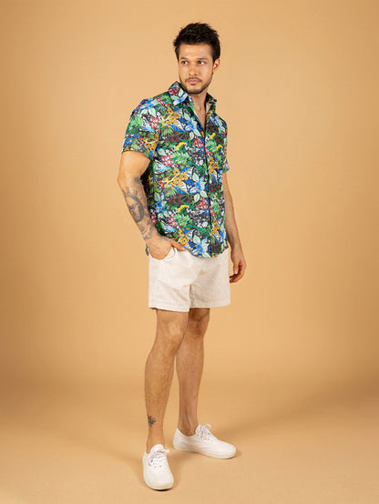 Camisa vintage papagaio tropical
