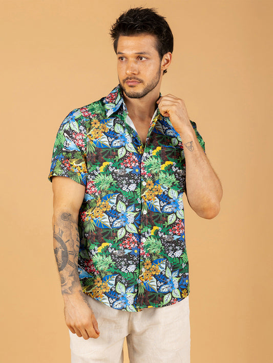 Camisa vintage papagaio tropical