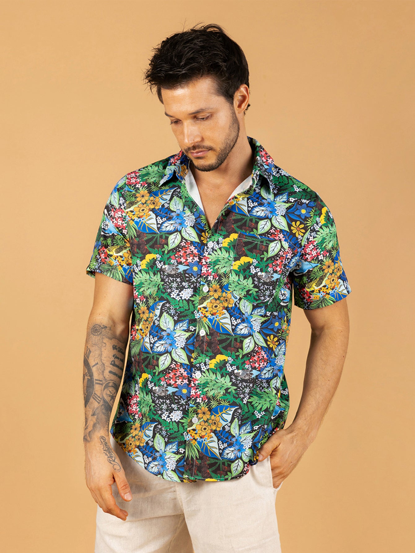 Camisa vintage papagaio tropical