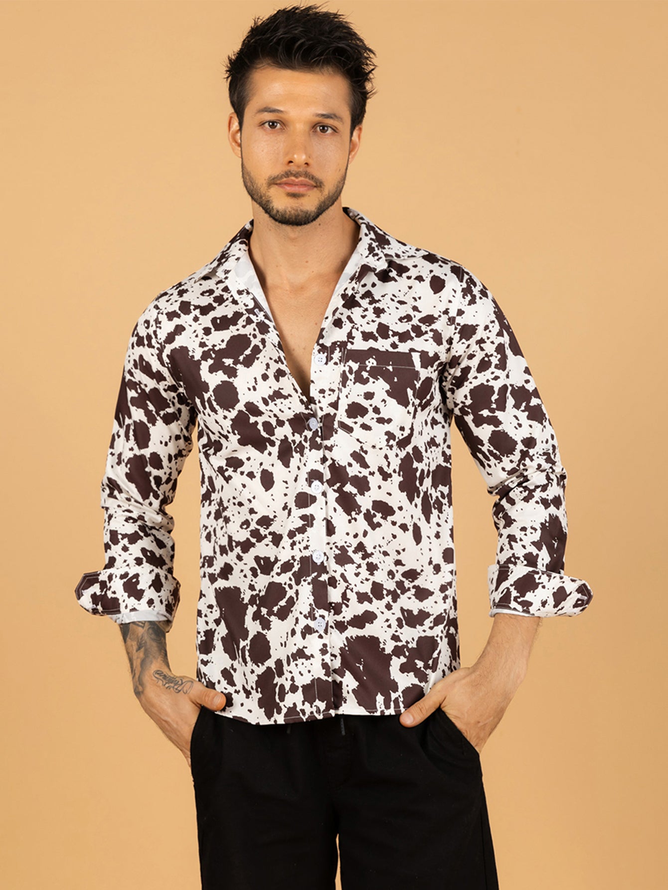 Camisa masculina marrom cowboy oeste
