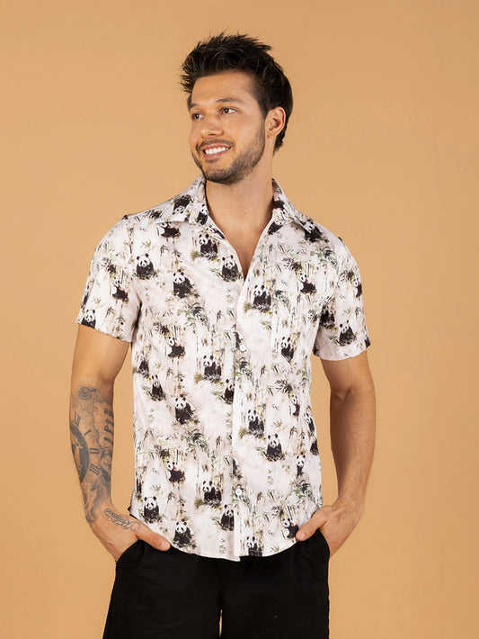 Camisa polo masculina panda