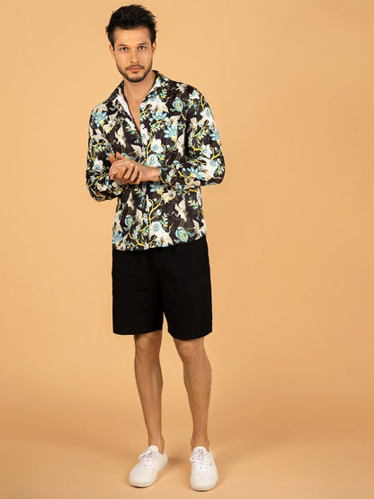 Camisa masculina preta vintage casual