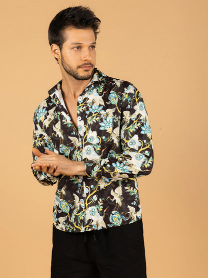 Camisa masculina preta vintage casual