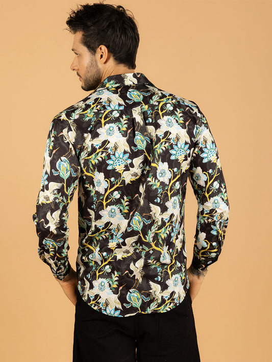 Camisa masculina preta vintage casual