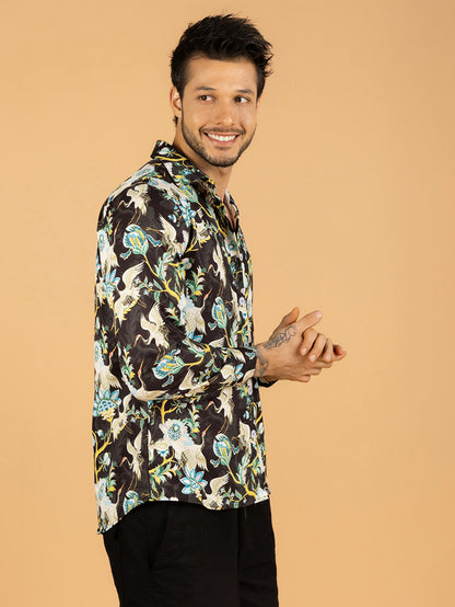 Camisa masculina preta vintage casual