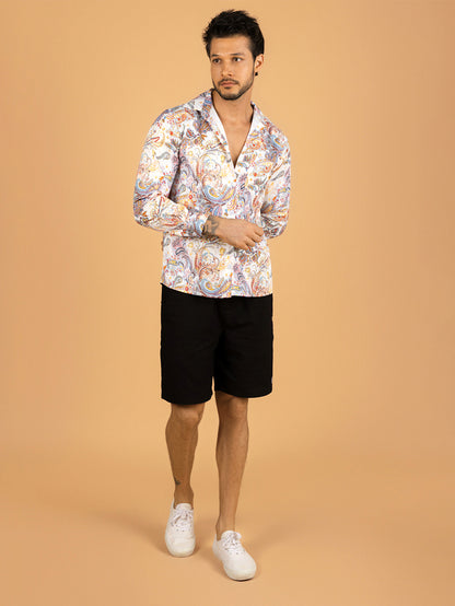 Camisa masculina estampada paisley colorida