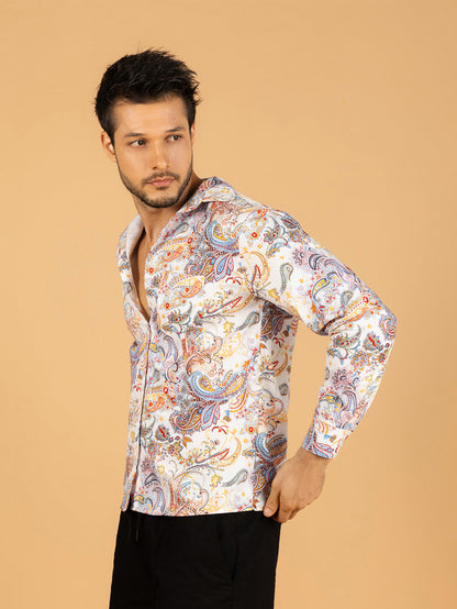 Camisa masculina estampada paisley colorida