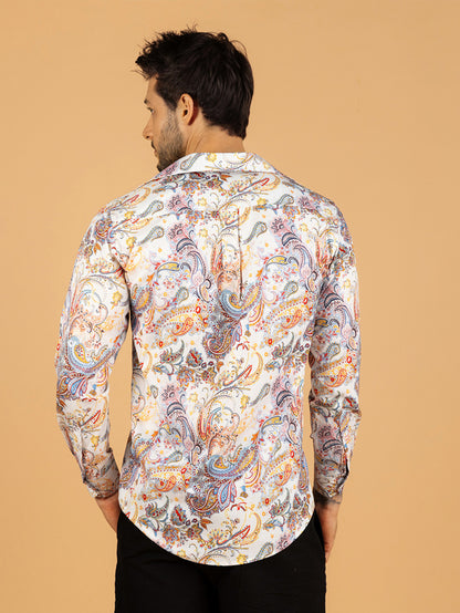 Camisa masculina estampada paisley colorida
