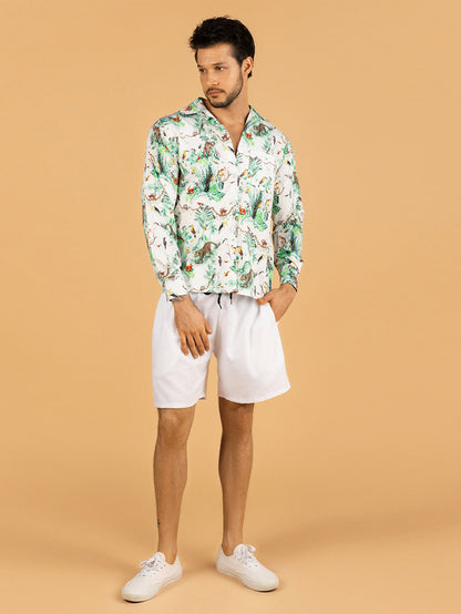 Camisa masculina estampa leopardo floresta